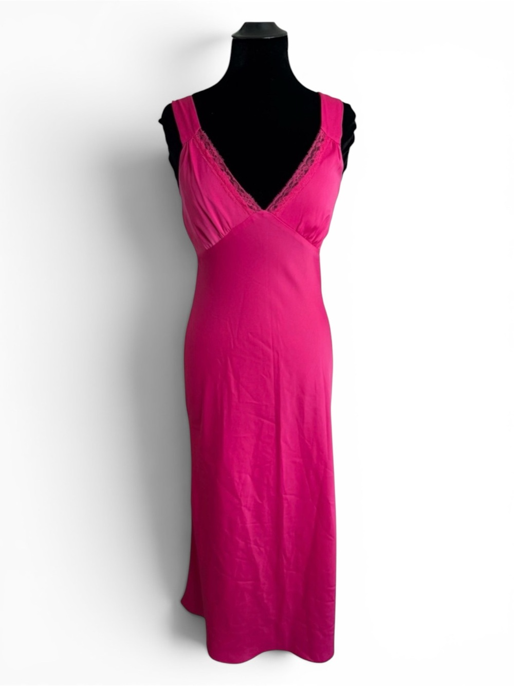 WayF Maxi Satin Lace Trim Dress
